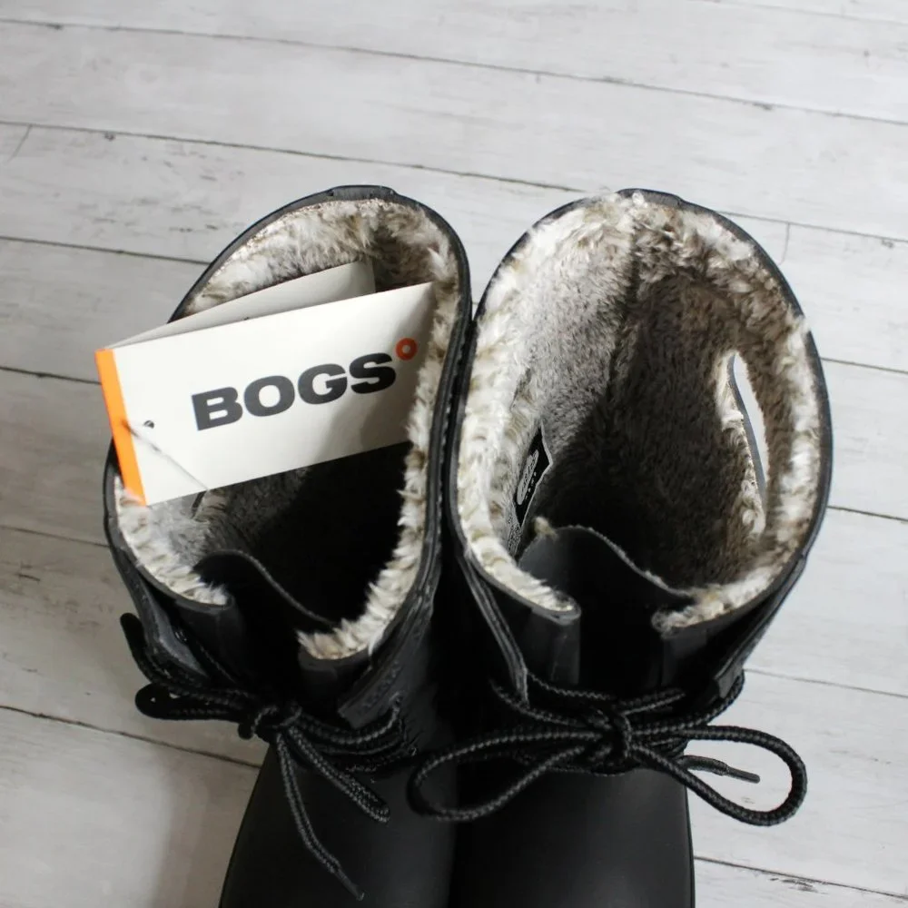 Bogs Women's Winter Waterproof Rain Snow Boots Size 10 Black Lace Up